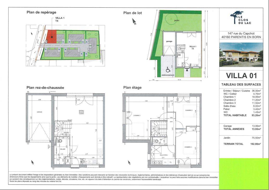 Vendu : VILLA T4 NEUVE PARENTIS EN BORN PROCHE DU LAC